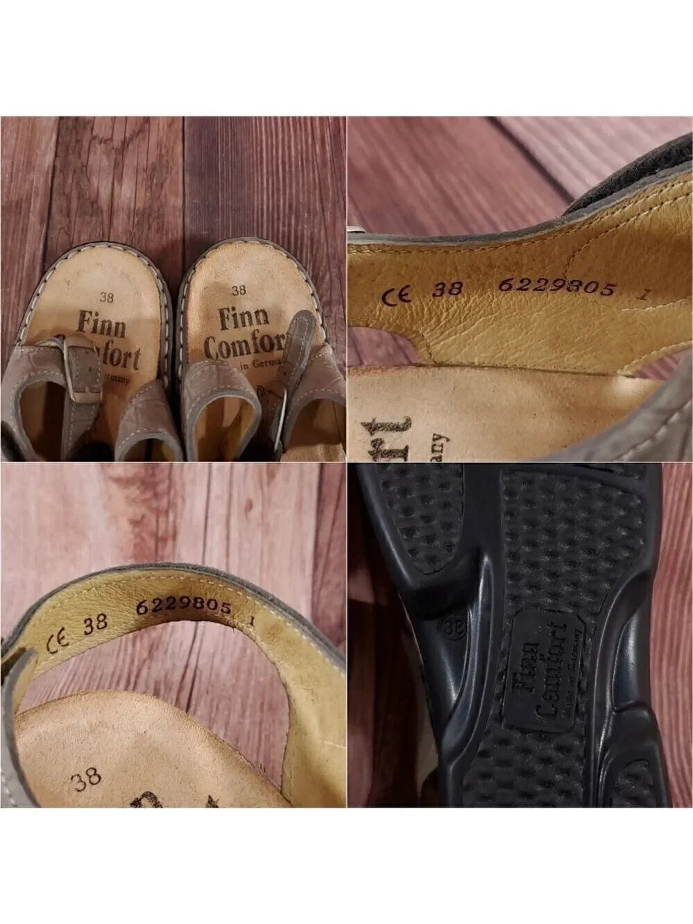 Finn Comfort Gomera Womens Size 38 US 7.5 Gray Leather Slingback Straps Sandals